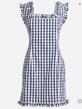 J crew Ruffle-trim stretch cotton poplin mini dress in gingham size 2